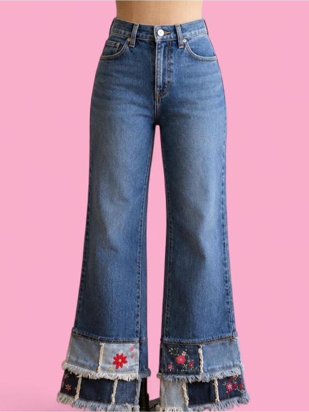 Vintage Limited Too Patchwork Embroidered Flare Jeans 14 Slim (women’s xxs or 0)